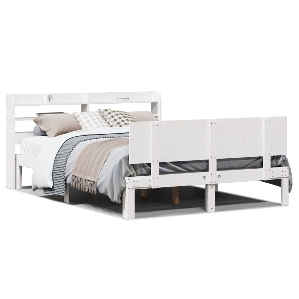 Bed Frame with Headboard without Mattress White 135x190 cm Double